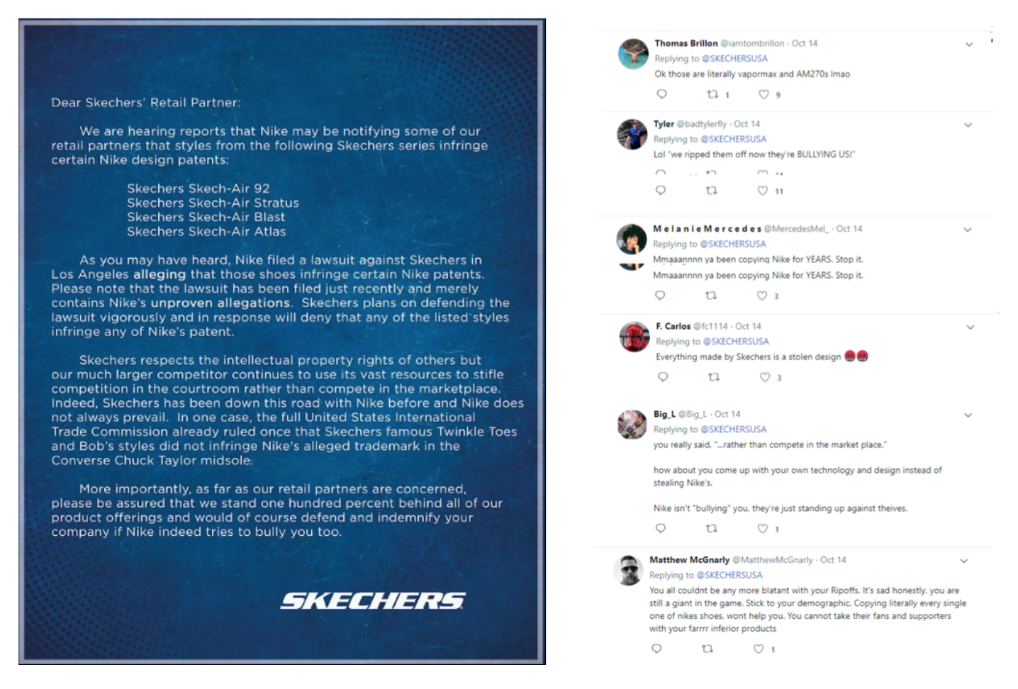 Skechers open letter to Nike