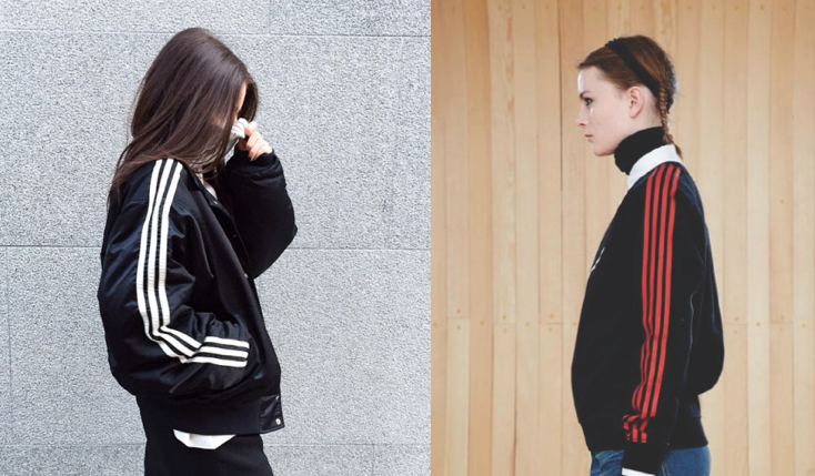 an adidas jacket (left) and a Marc by Marc Jacobs jacket (right)