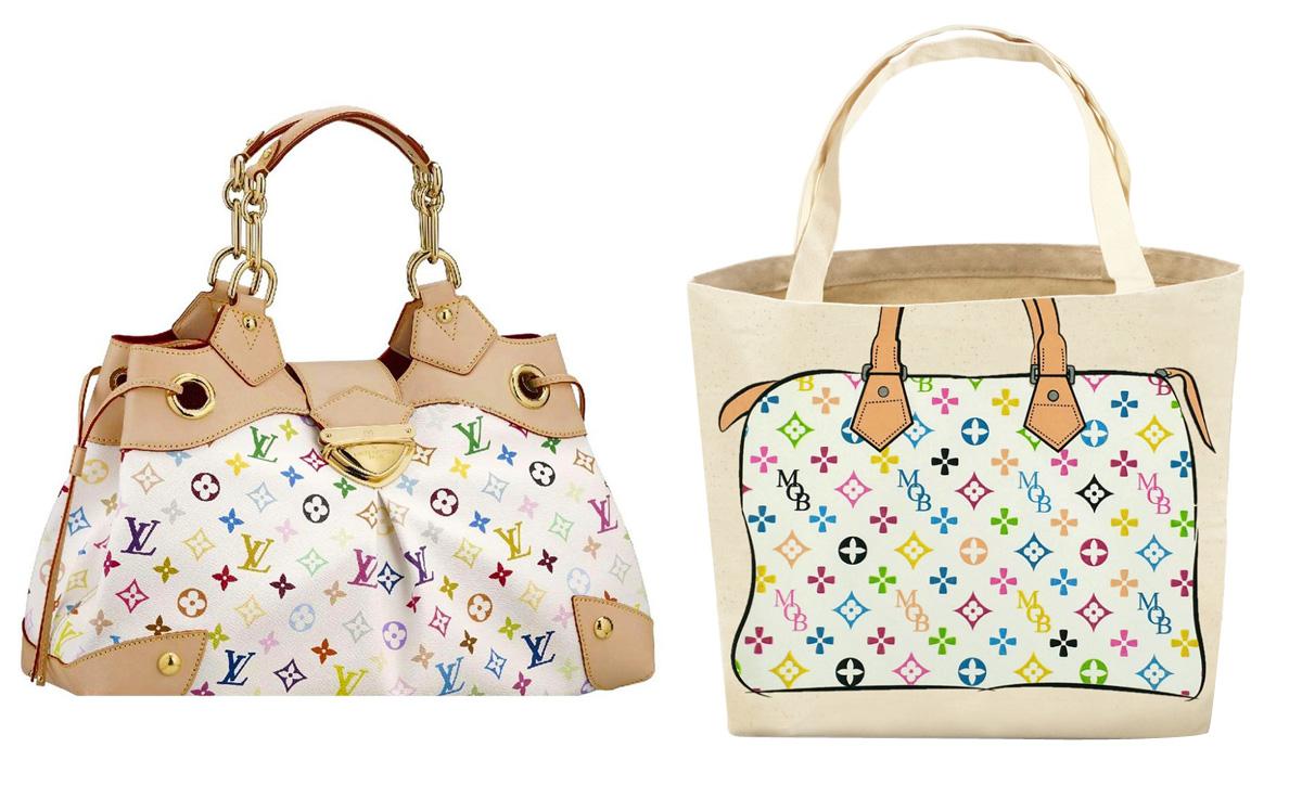  Louis Vuitton bag (left) and one of My Other Bag's totes (right) 
