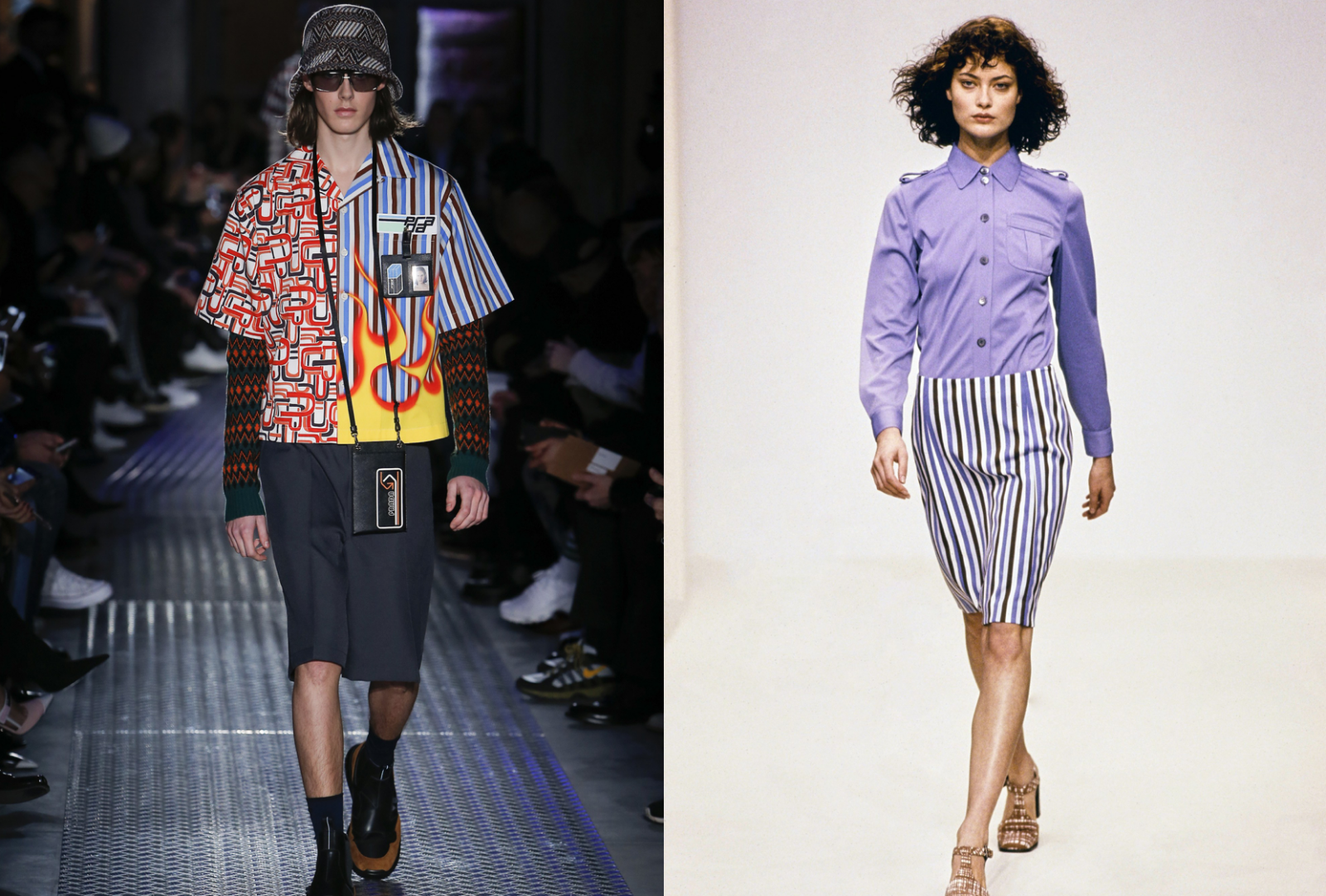  Prada F/W 2018 stripes (left) & Prada S/S 1996 (right) 