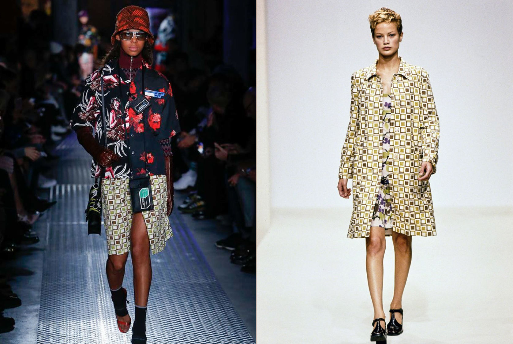  Prada F/W 2018 geometric print (left) & Prada S/S 1996 (right) 