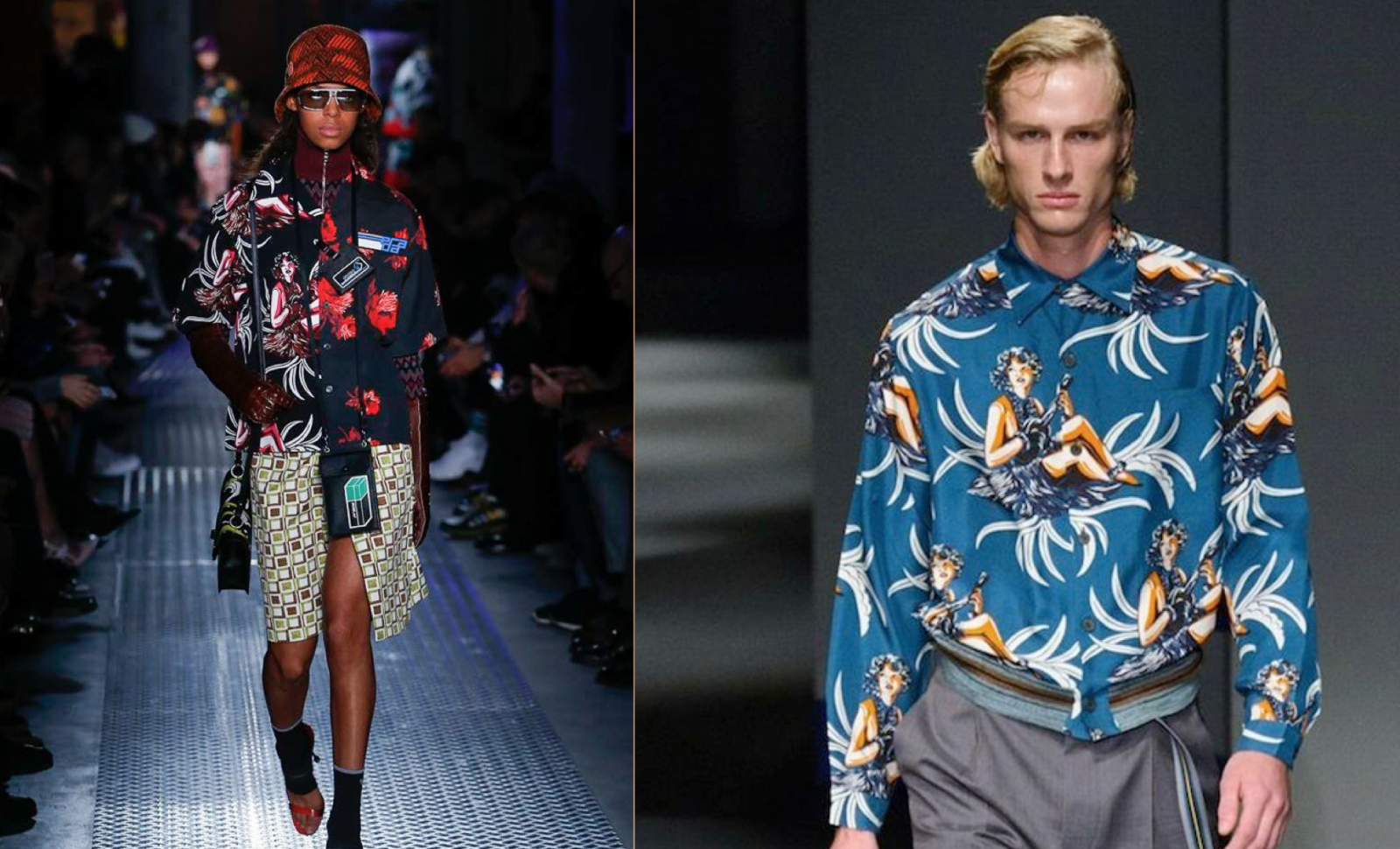  Prada F/W 2018 hula girls (left) & Prada S/S 2014 mens (right) 