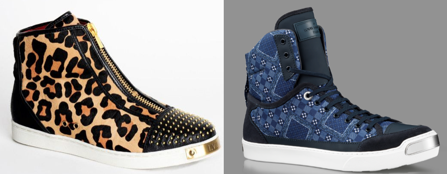 An LVL XIII shoe (left) & Louis Vuitton's On the Road sneaker (right)