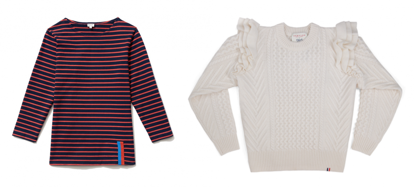  Kule shirt (left) & Claire Vivier sweater (right) 