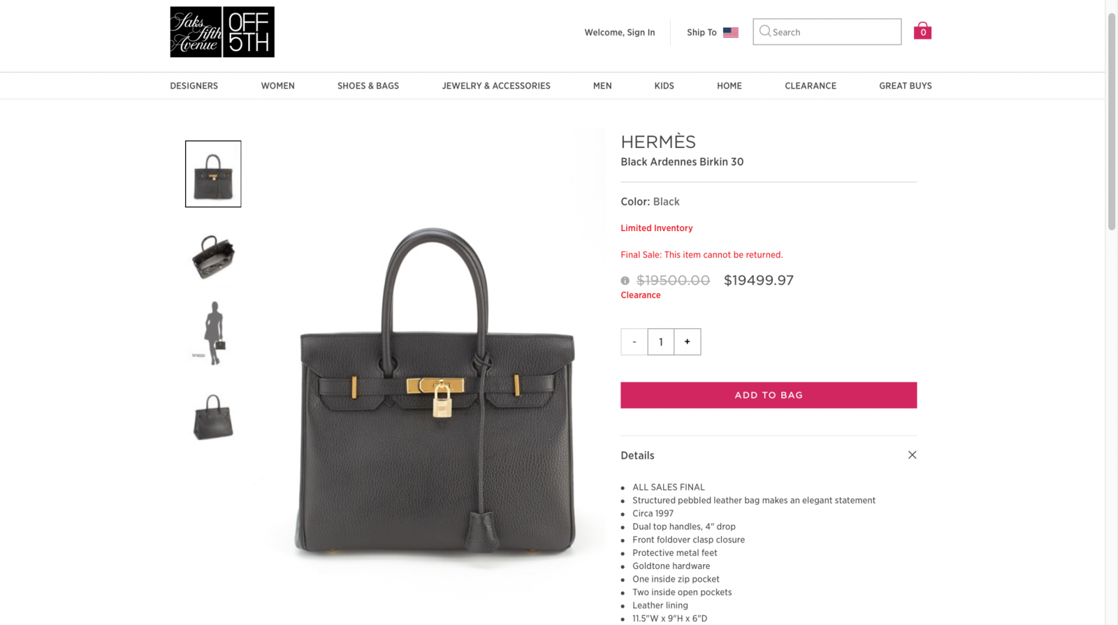 hermes birkin black price