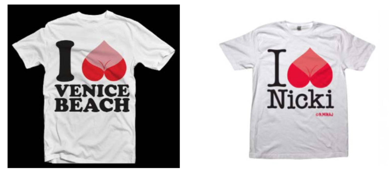 Simon's tee (left) & Minaj/Universal's merch (right)
