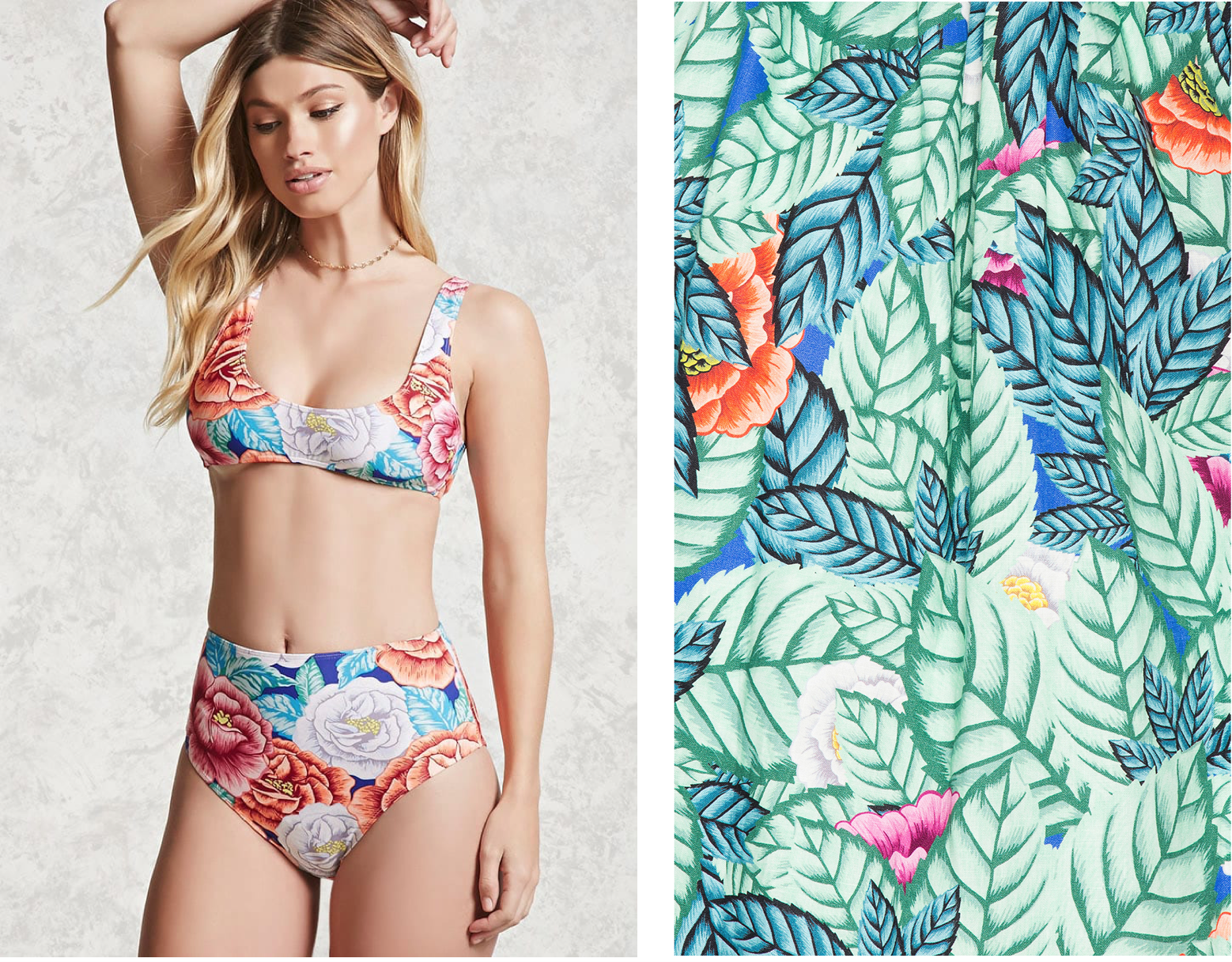  Forever 21's bathing suit (left) & Mara Hoffman's 