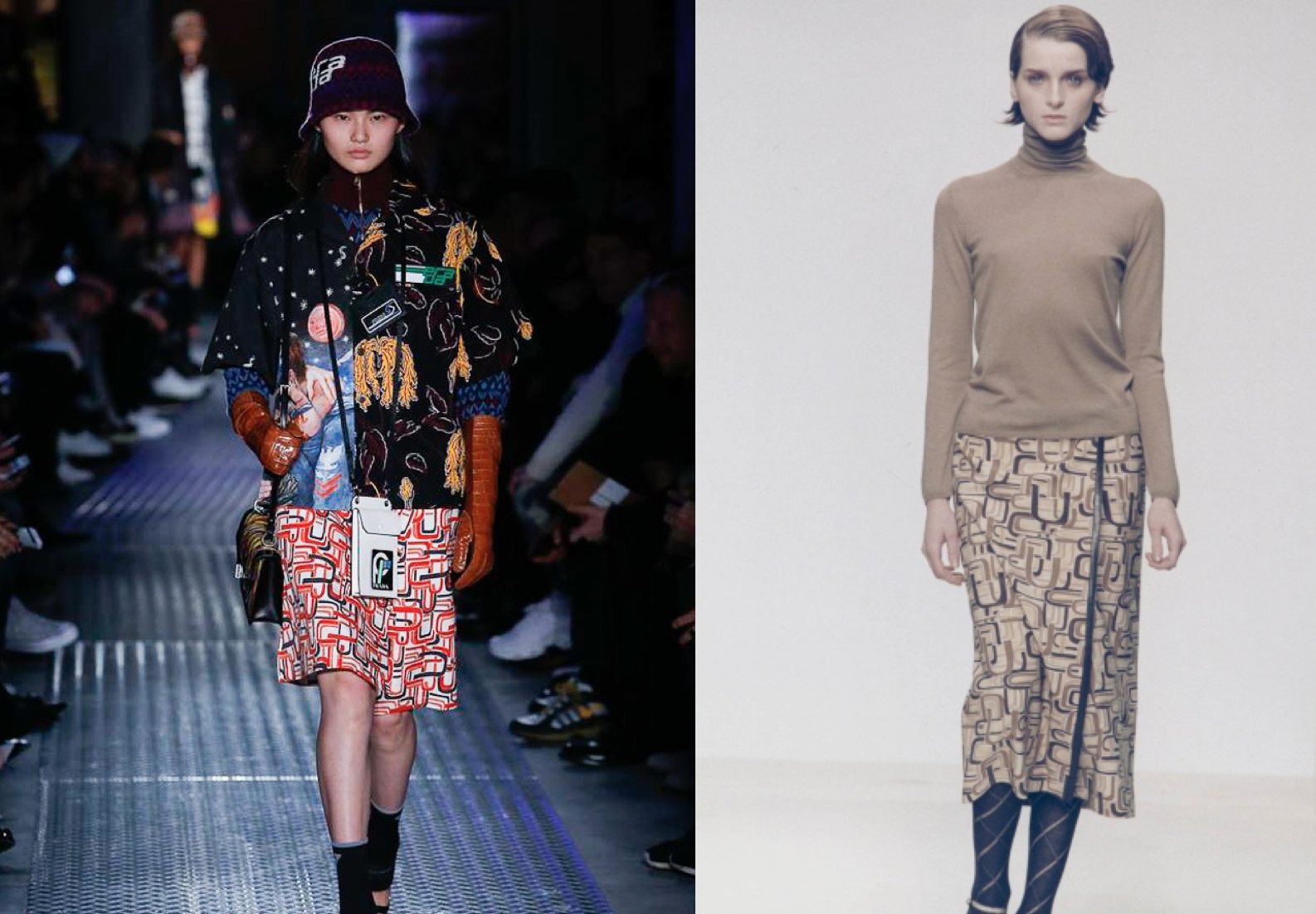  Prada F/W 2018 geometric print (left) & Prada F/W 1996 (right) 