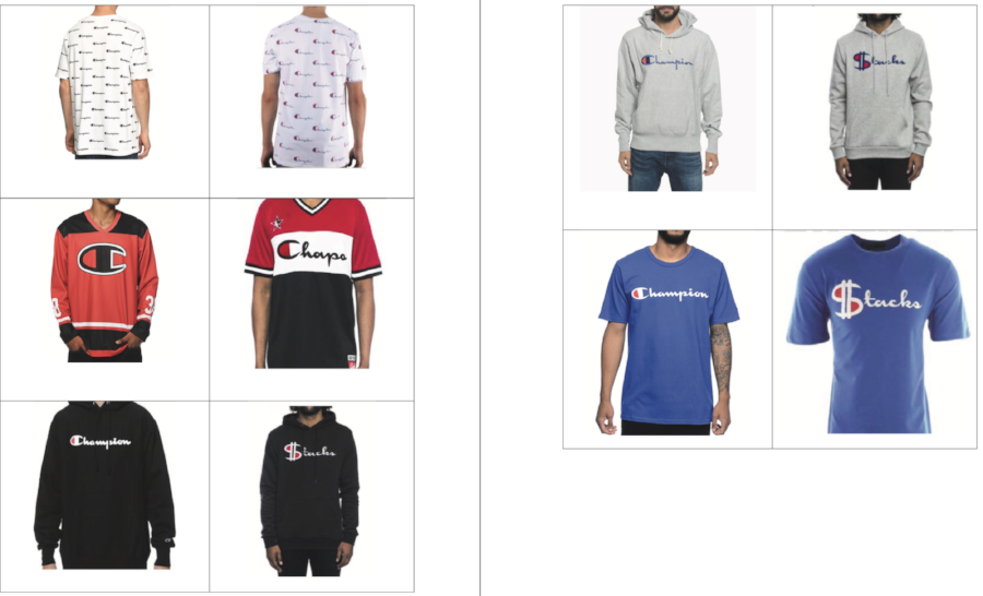 Champion apparel (left) & Hudson Outwear (right)