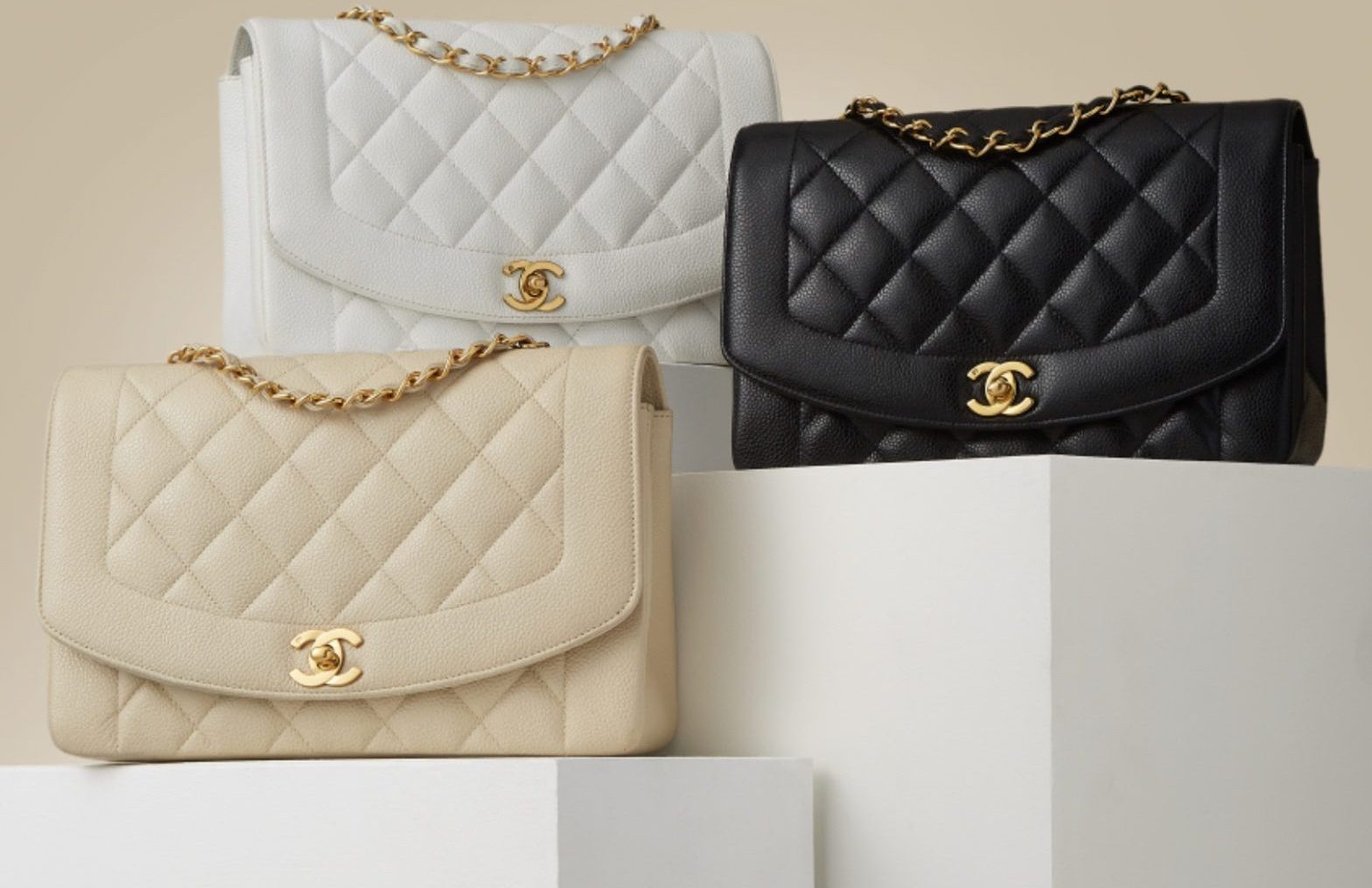 Chanel Mini 22 Bag White Calfskin Gold Hardware