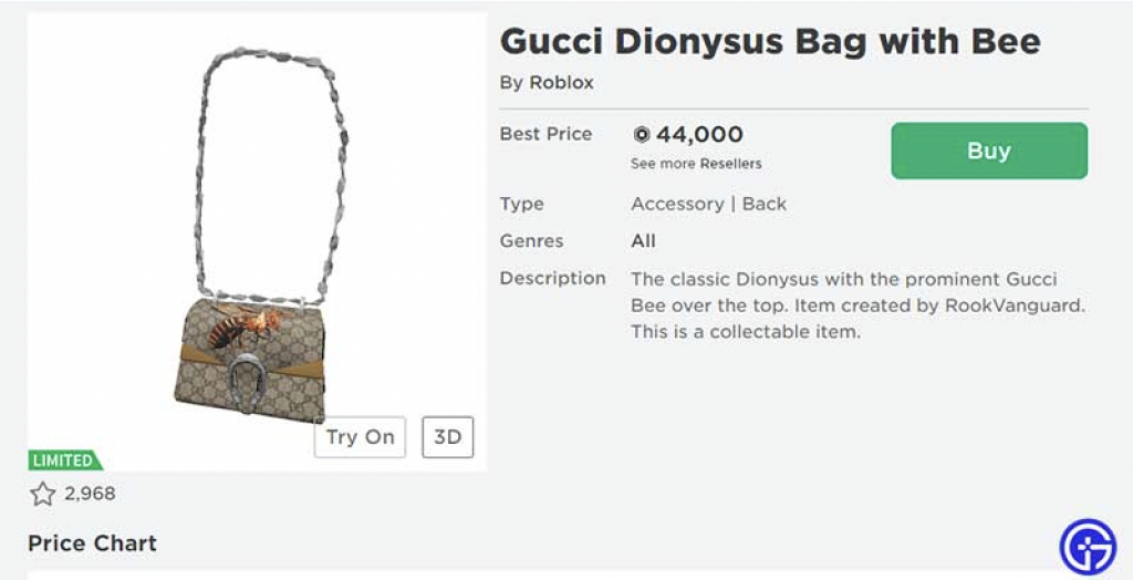 A Digital Only Gucci Bag Sold For 4 115 On Roblox As Brands Continue To Look To Gaming To Reach Gen Z The Fashion Law - how much is 25 robux in real life
