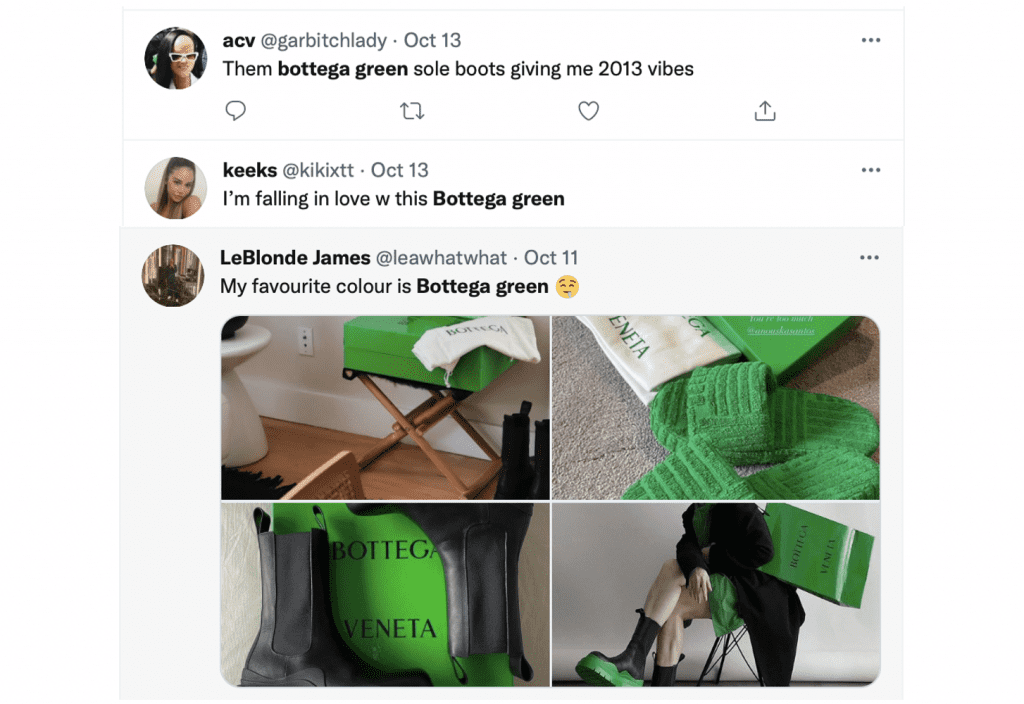 Tweets mention Bottega Green 