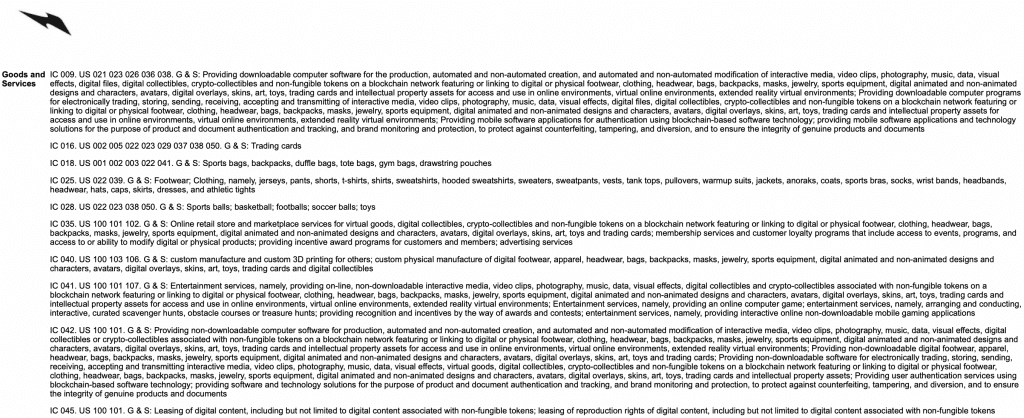 RTFKT trademark application