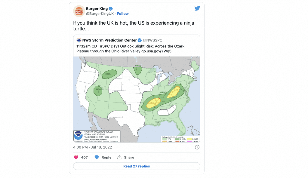 A Burger King tweet