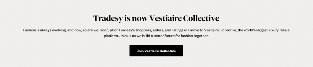 A screenshot from Tradesy's website