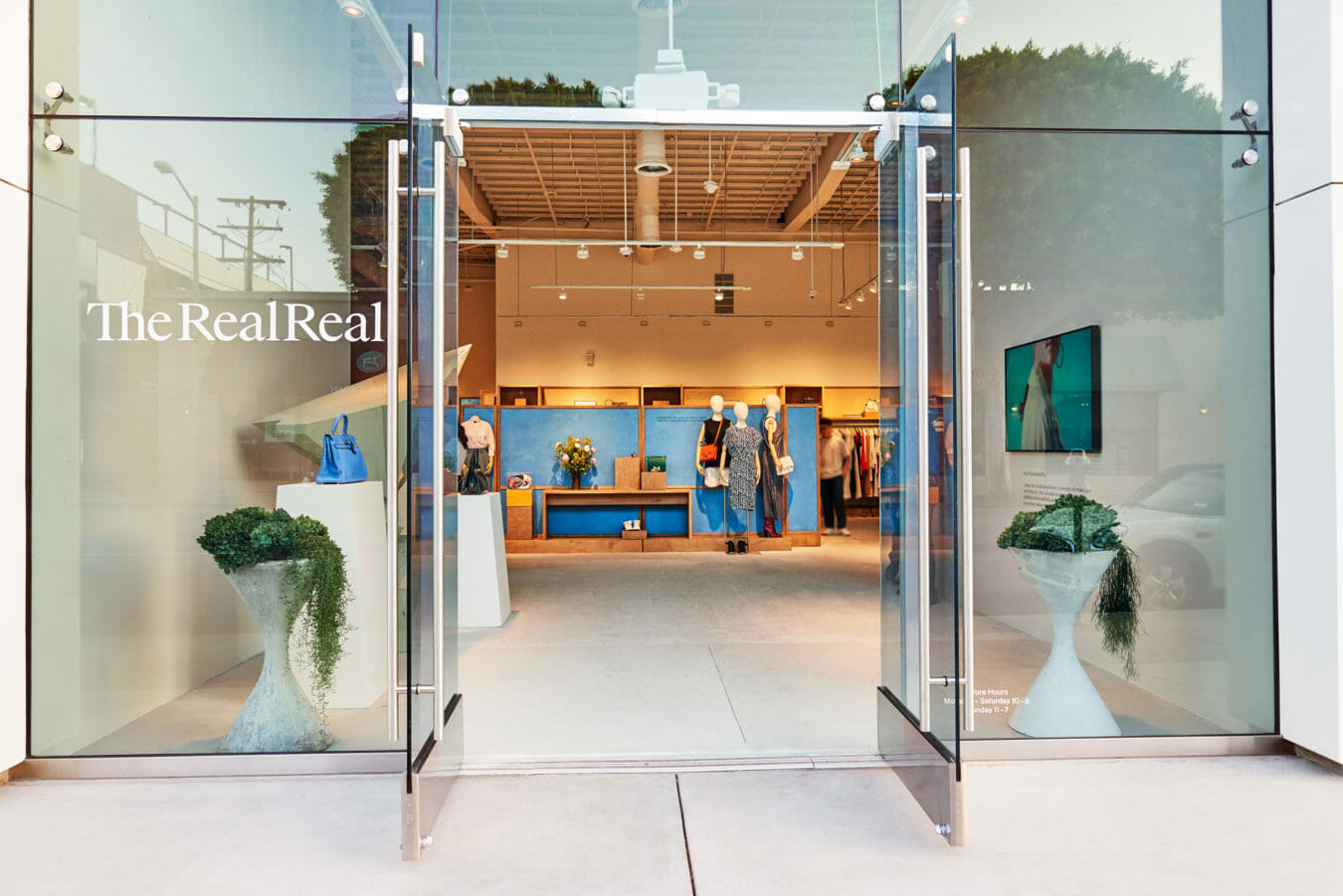 The exterior of luxury resale company The RealReal's store in Los Angeles