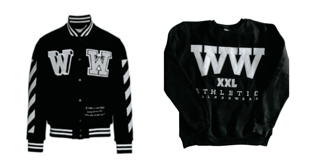 Off-White monogram-print bomber and a Walker Wear sweatshirt