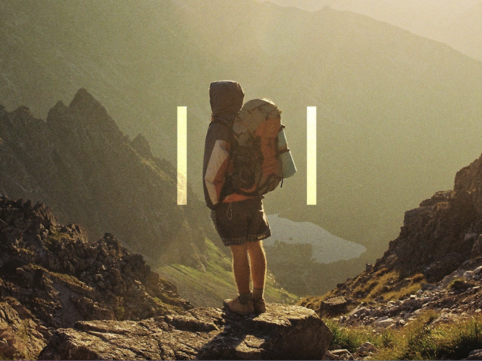 A Patagonia ad featuring a hiker on a mountain