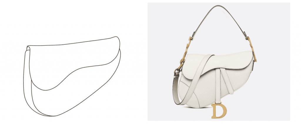 Dior Saddle bag trademark drawing and a bag