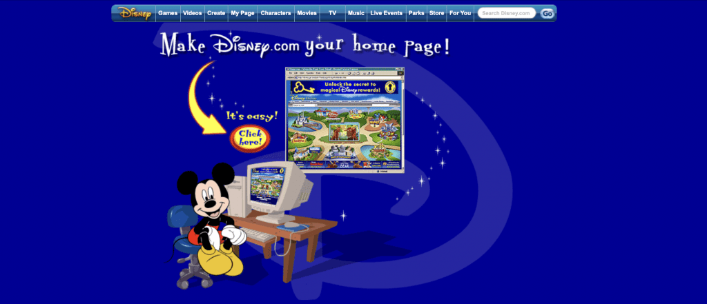 Disney's old homepage