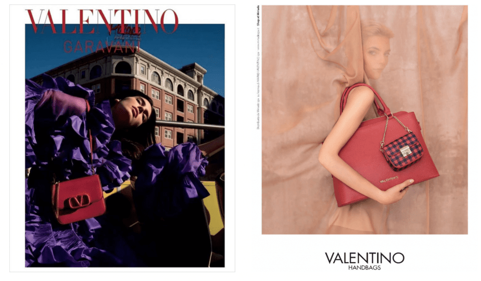 A Valentino ad and a Mario Valentino ad