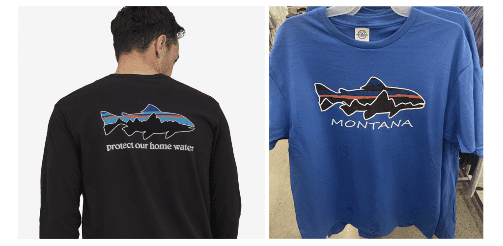 Patagonia p-6 Trout logo (left) & Robin Ruth shirt (right)