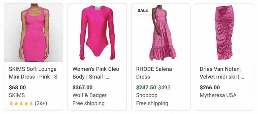 Pink apparel