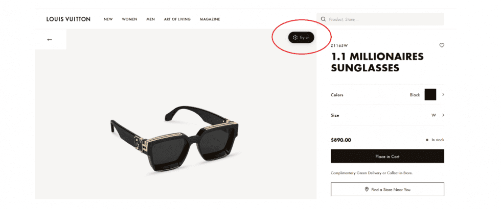 Louis Vuitton's virtual try-on tool