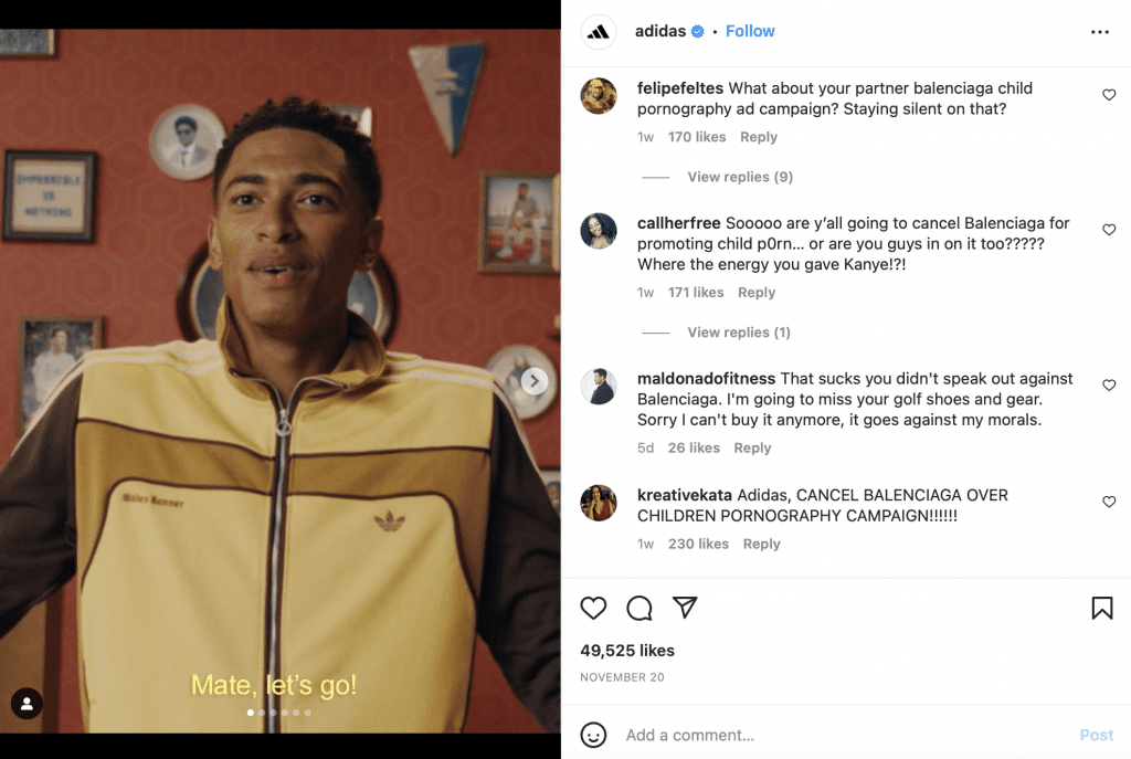 an adidas Instagram post