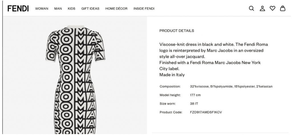 A dress bearing the Fendi Roma mark