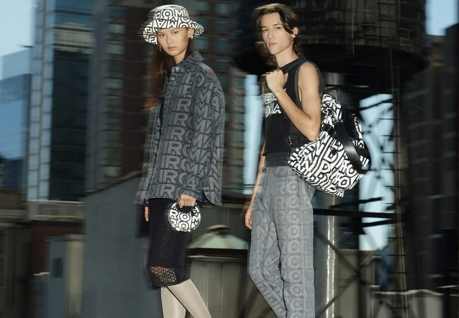 Two models wearing the Fendi, Marc Jacobs collection