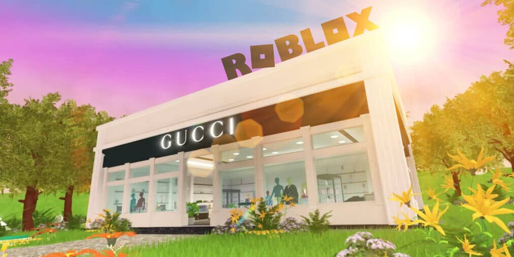 A storefront in Gucci's Roblox experience