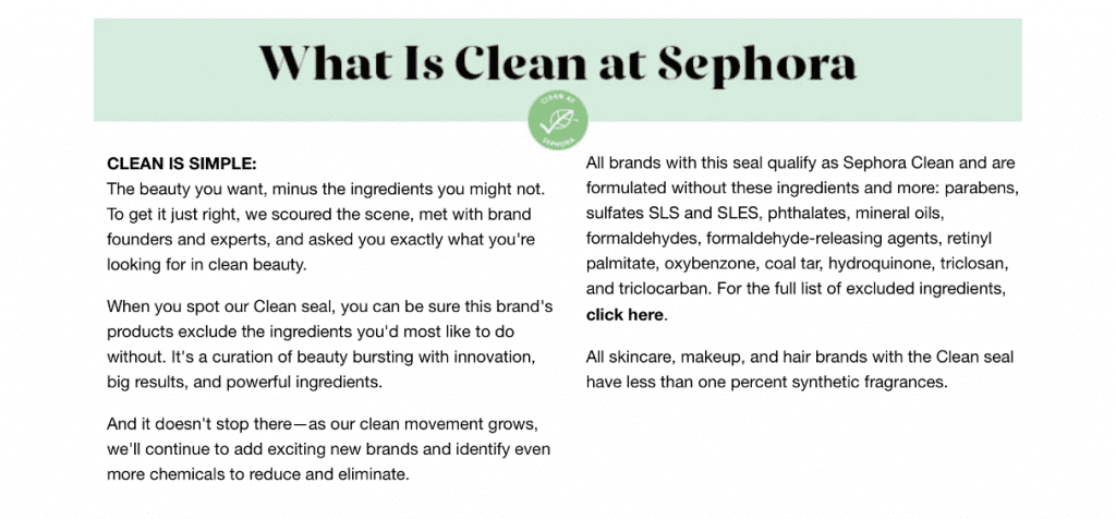 Sephora "clean" cosmetics ad