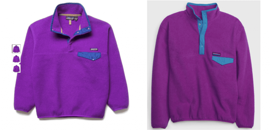 Patagonia fleece (left) & Gap fleece (right)