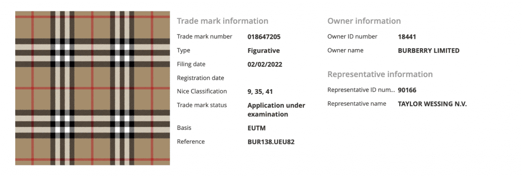 Burberry trademark