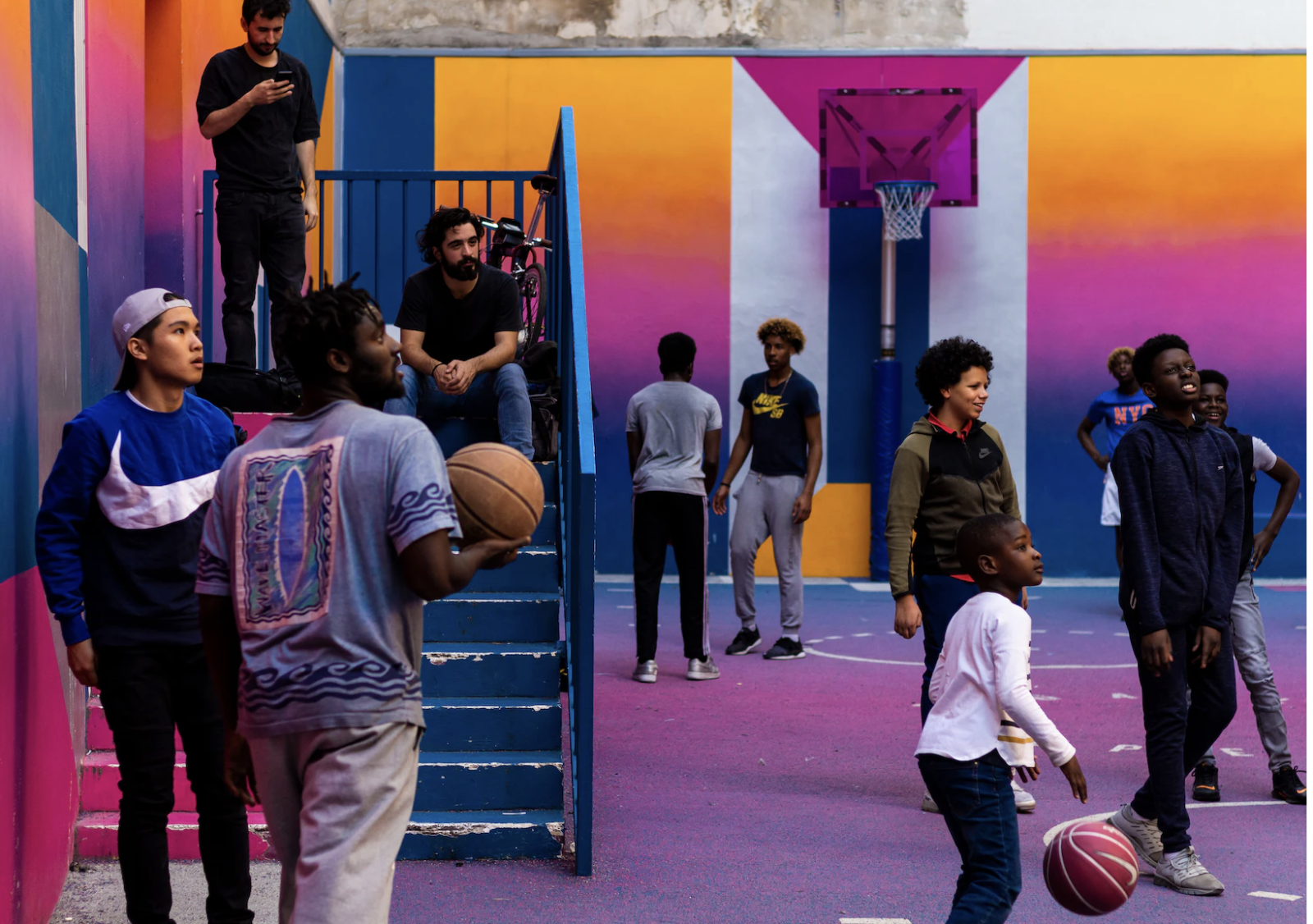 People playing basketball