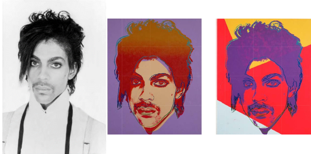 Goldsmith's photo (left) & Warhol's works (right)