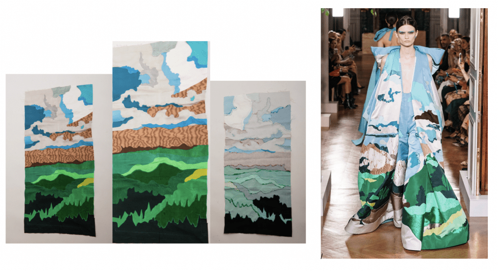 Mrinalini copyright-protected print (left) & Valentino FW19 couture look (right)
