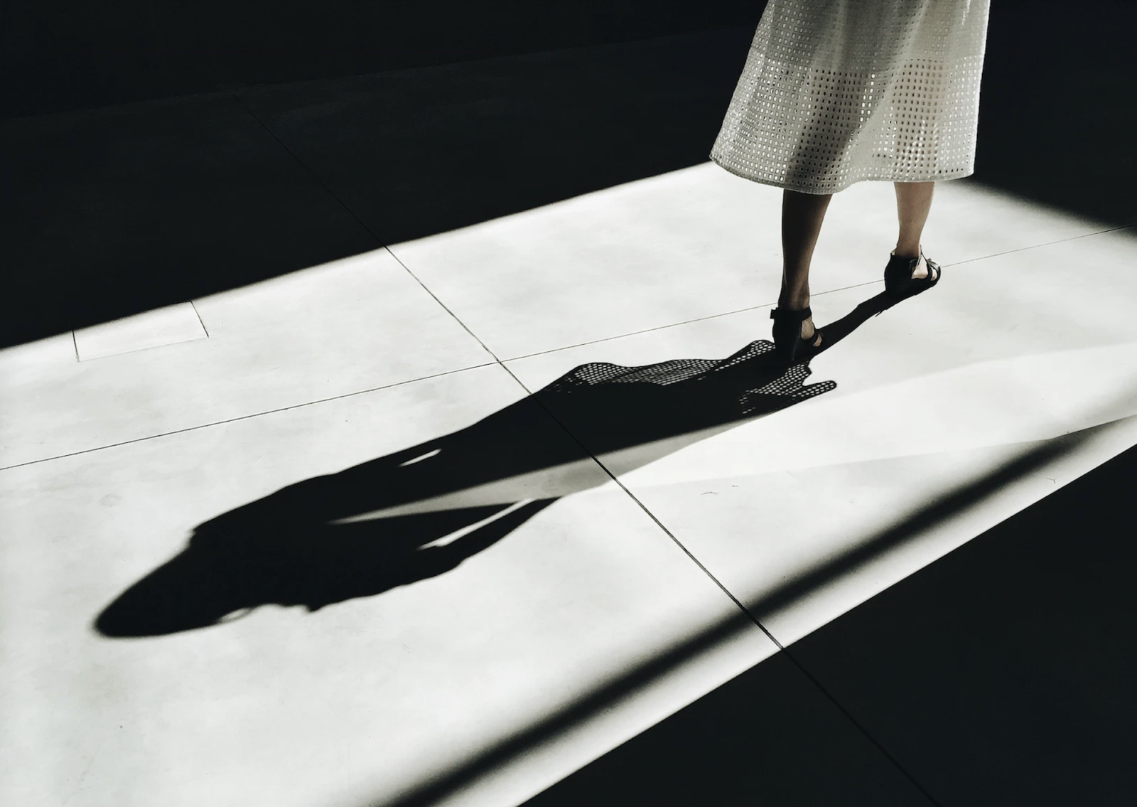 A woman walking away