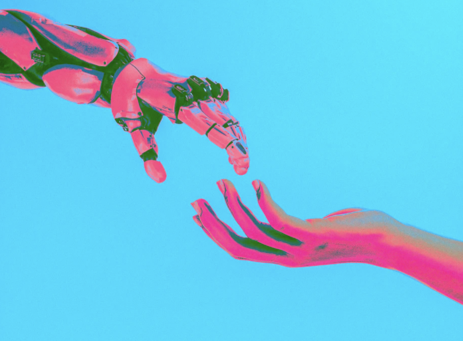 A human hand and a robot hand