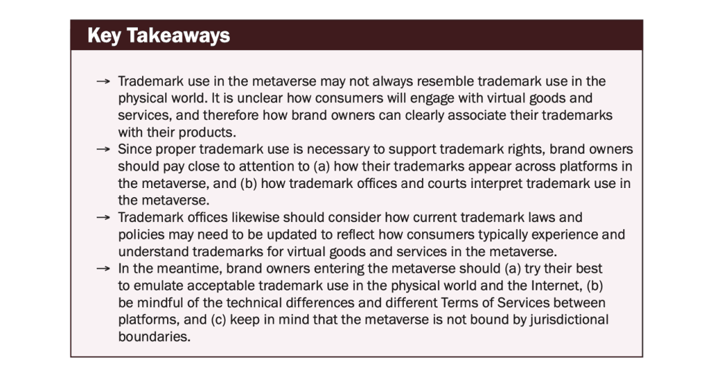 Takeaways on metaverse trademarks