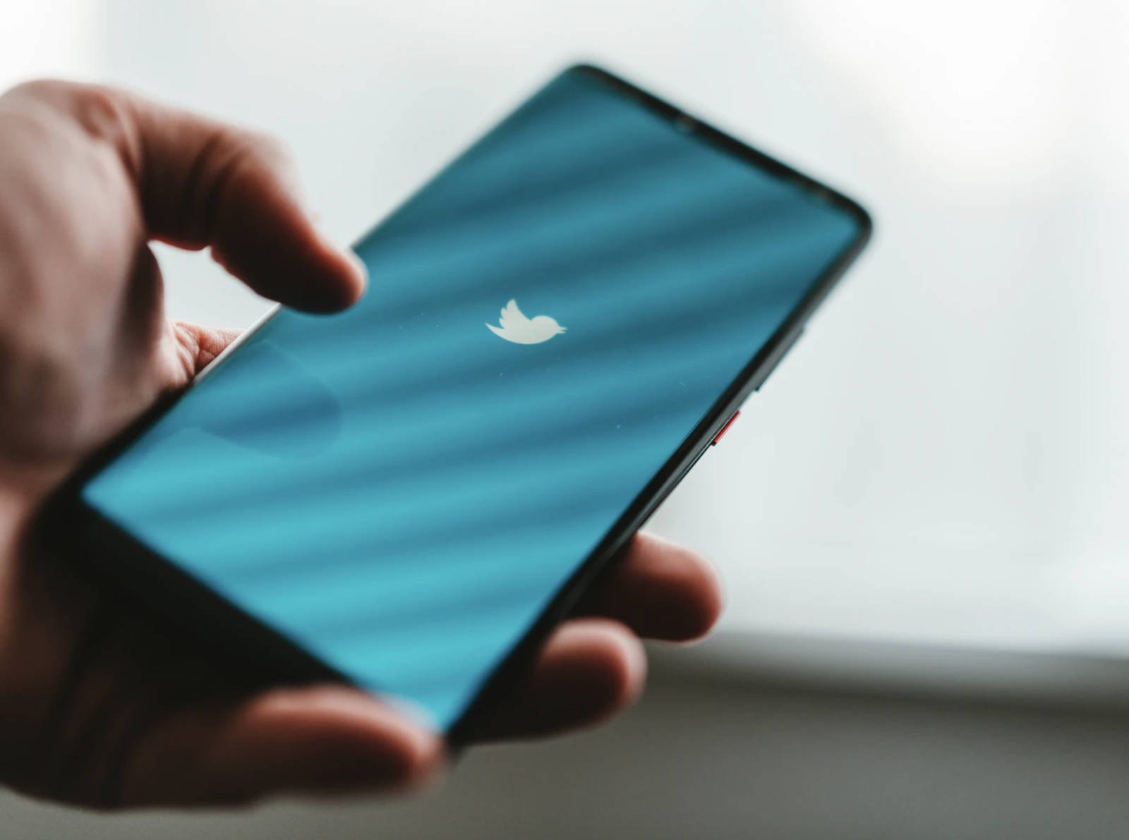 A phone with the Twitter icon on it