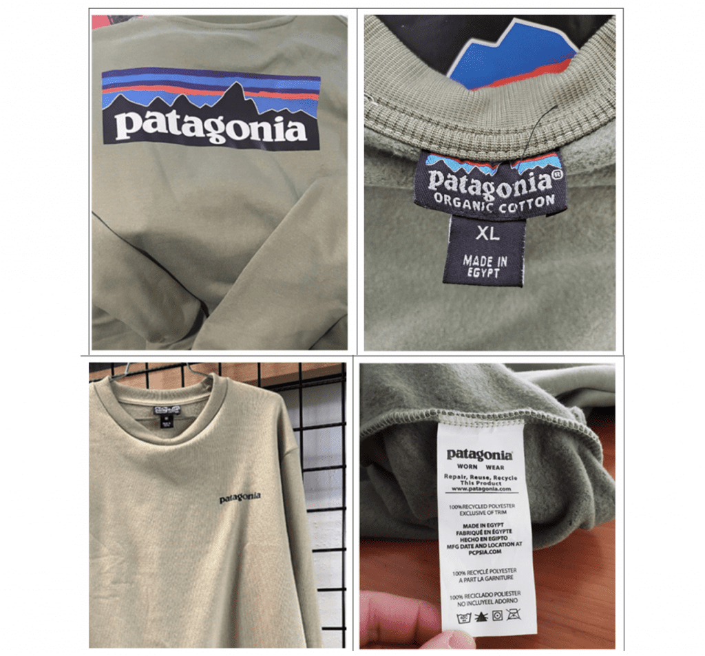 The allegedly counterfeit Patagonia wares