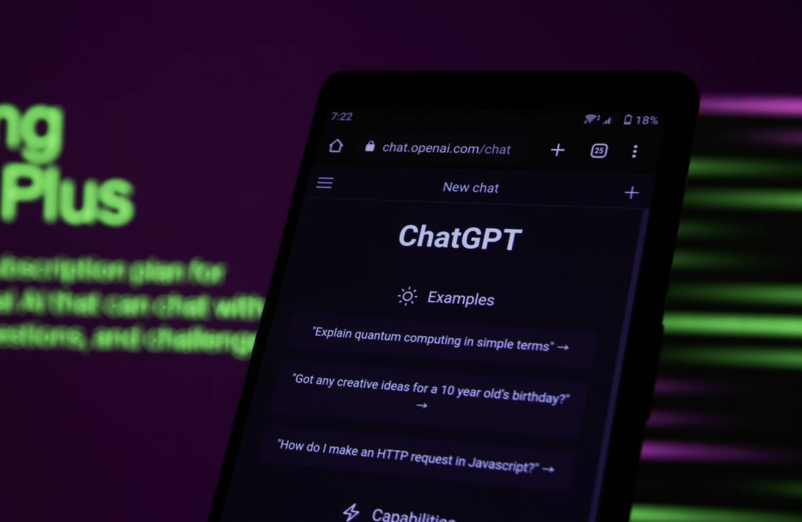 A phone showing ChatGPT
