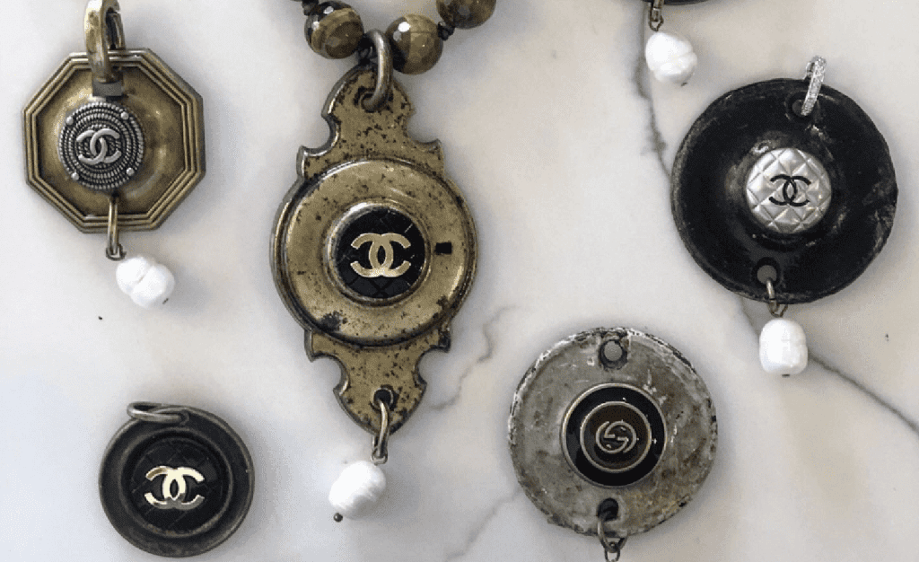 chanel vintage button brooch