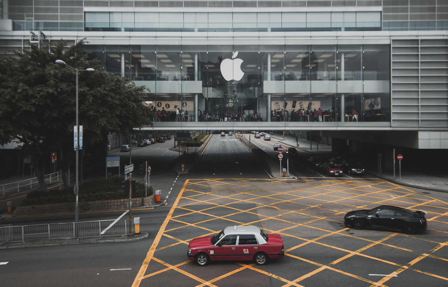 Outside an Apple store