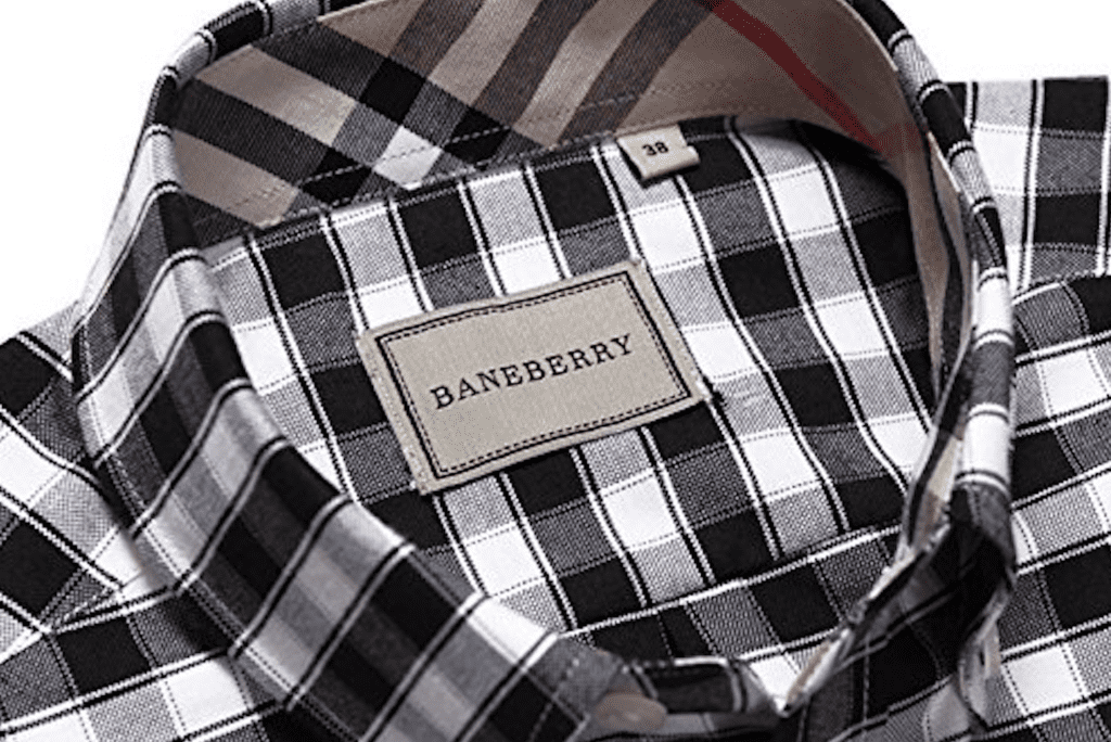 A checkered shirt bearing a BANEBERRY tag